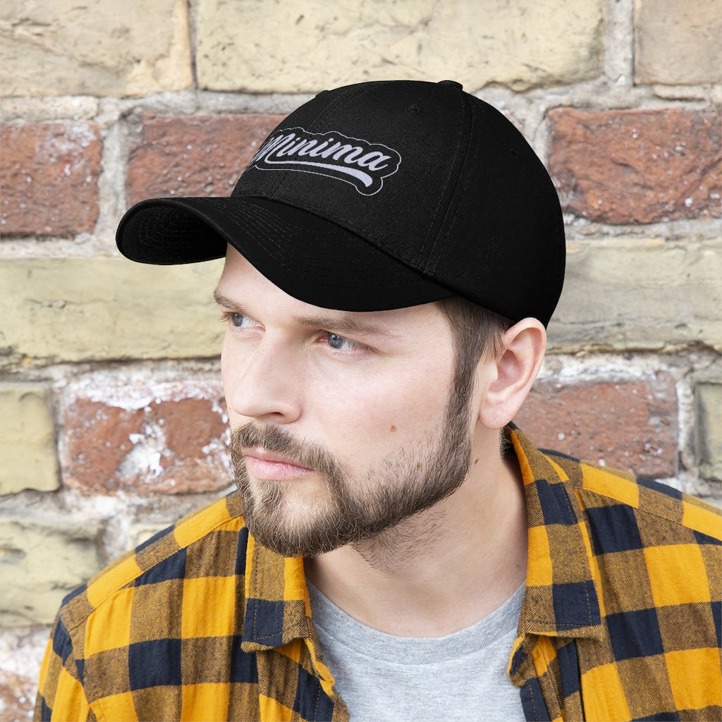 Minima Script Unisex 6-panel Cap - Black/Light Grey