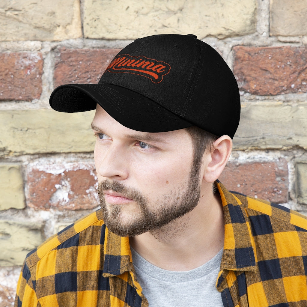 Minima Script Unisex 6-panel Cap - Black/Orange