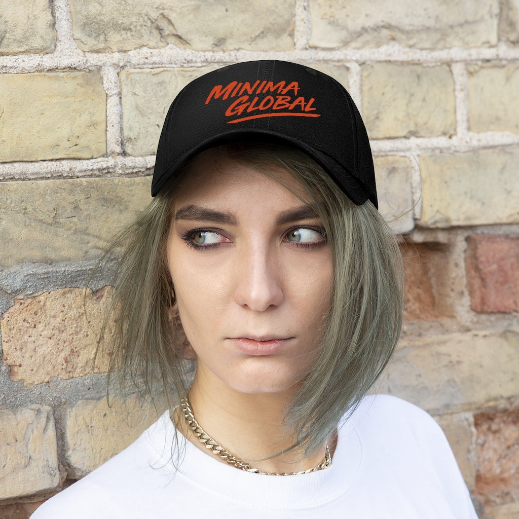 Minima Global Brush Unisex 6-panel Cap - Black/Orange