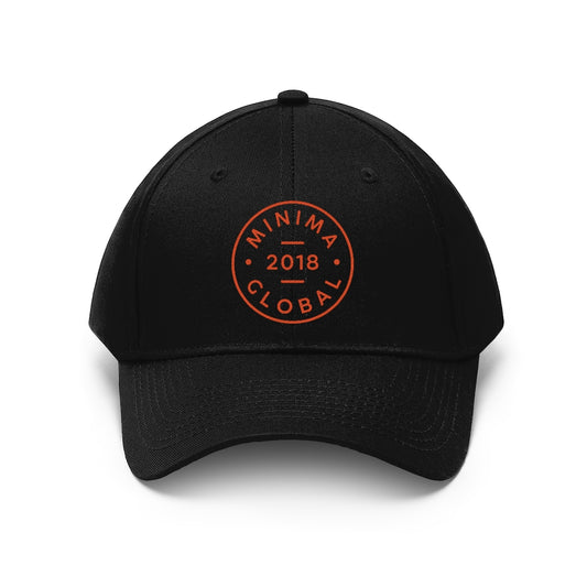 Minima Global Badge Unisex 6-panel Cap - Black/Orange