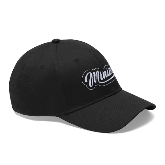 Minima Script Unisex 6-panel Cap - Black/Light Grey