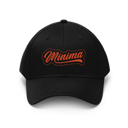 Minima Script Unisex 6-panel Cap - Black/Orange