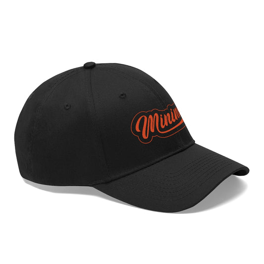 Minima Script Unisex 6-panel Cap - Black/Orange